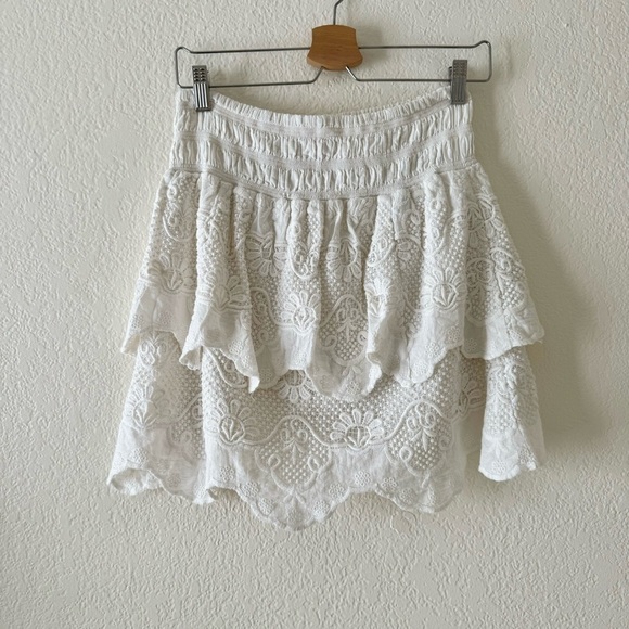 Red Carter Vega Cotton Skirt with tiered ruffle. - Picture 3 of 5